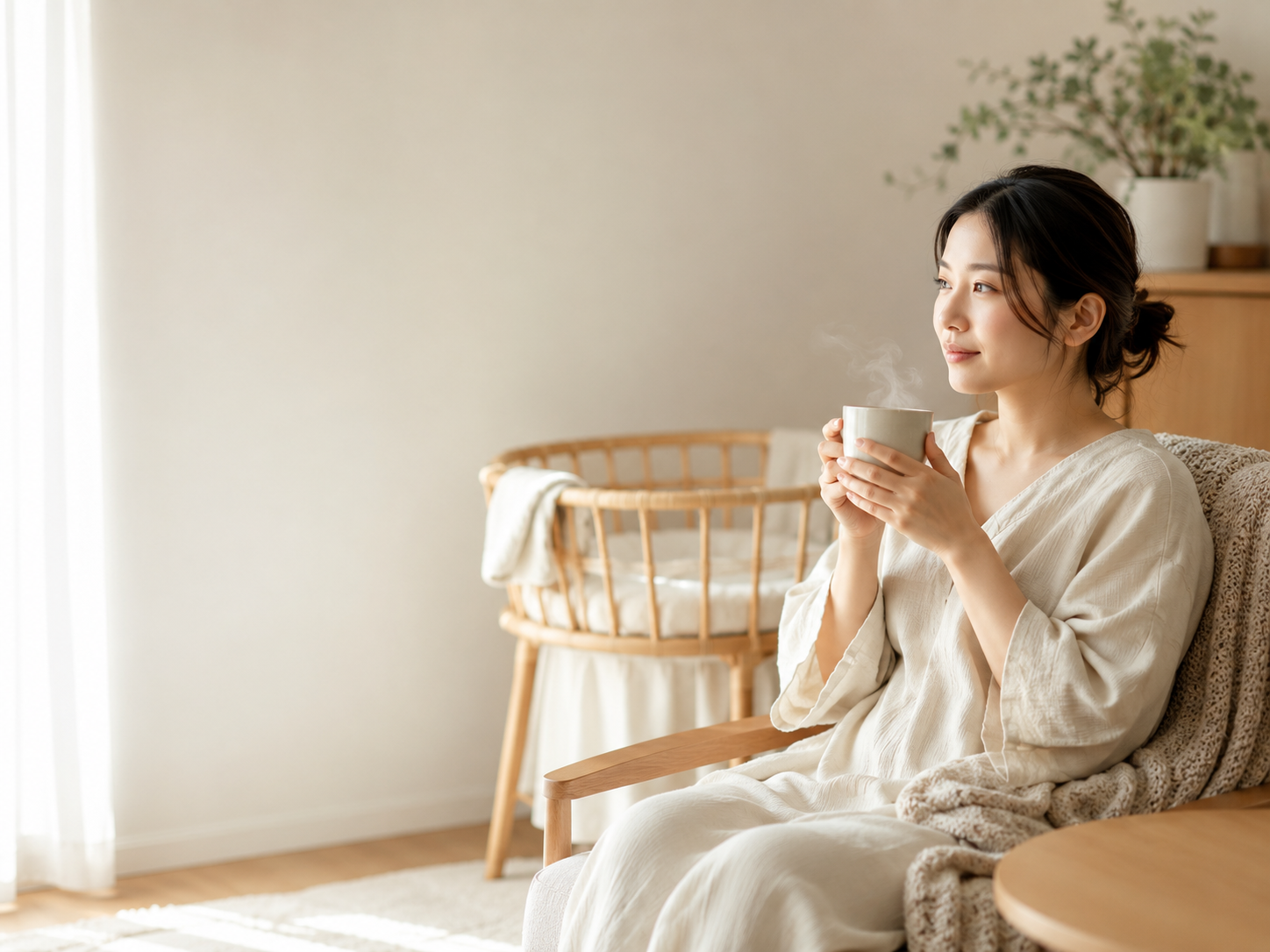 産後のお母さんが休息している産後ケアルームのイメージ